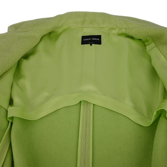 Giorgio Armani Lime Green Fuzzy Trench Coat Estimated Size Large to XLarge - Picture 3 of 7